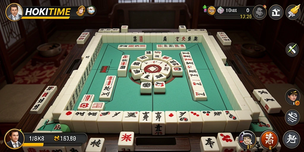 Tampilan gameplay HOKITIME yang menarik saat bermain Mahjong.
