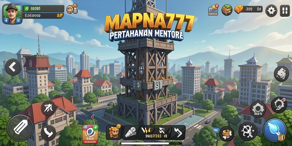 Tangkapan layar gameplay MAPNA777 menampilkan menara yang siap menghadapi serangan musuh.