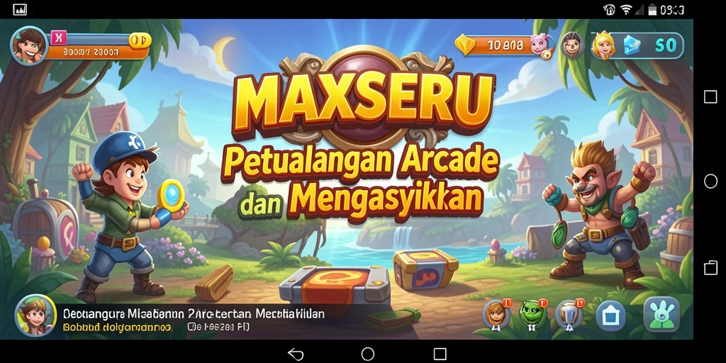 Screenshot utama MAXSERU menampilkan gameplay Arcade yang seru dan menantang.