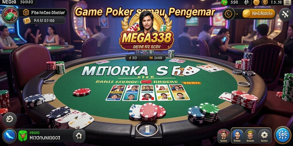 Tampilan gameplay Poker yang menarik dan interaktif di MEGA338.