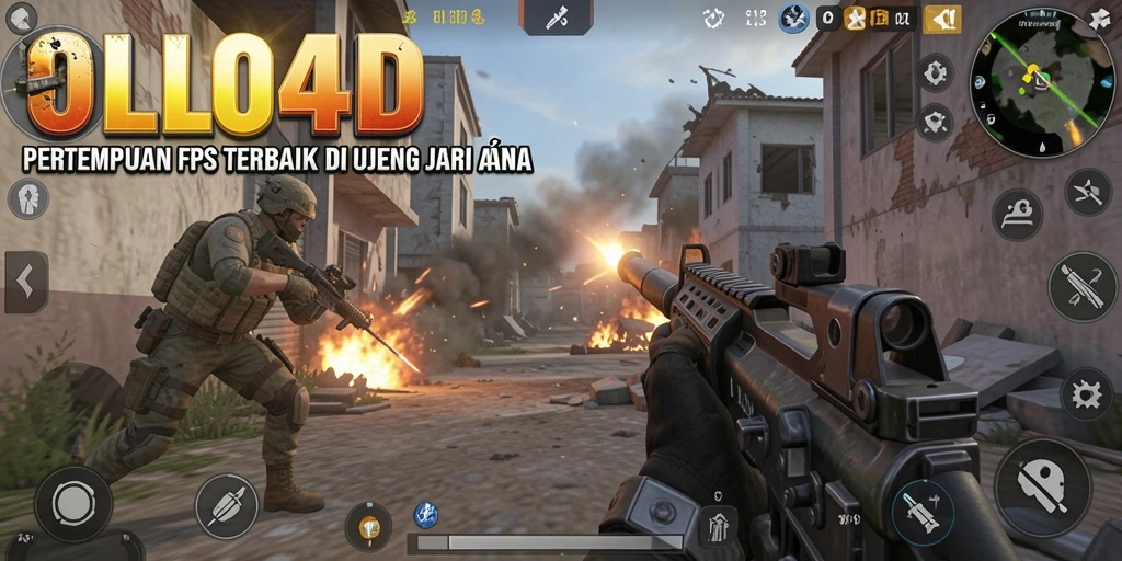 Tampilan gameplay menegangkan di OLLO4D dengan pertempuran FPS yang mendebarkan.
