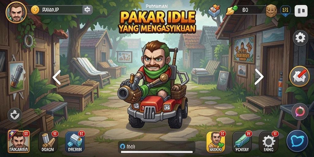 Tampilan gameplay PAKARJP menunjukkan karakter yang berkembang dengan baik dalam permainan Idle.