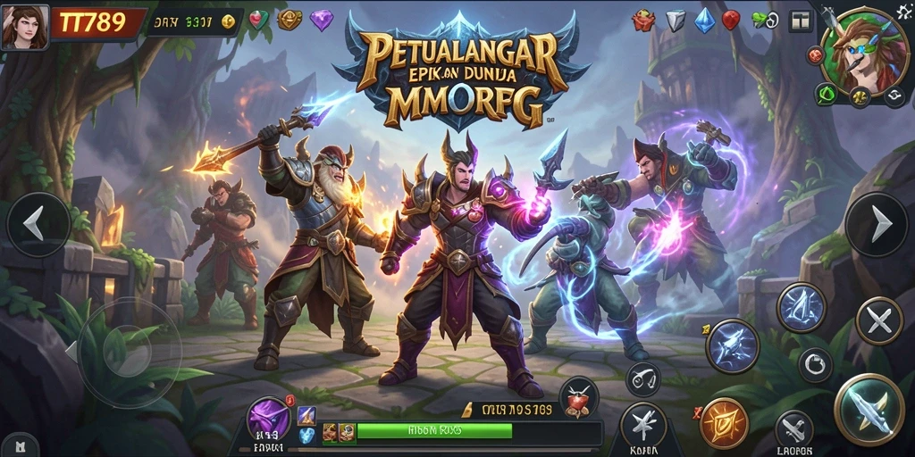 Gameplay menakjubkan di dunia fantasi MMORPG.
