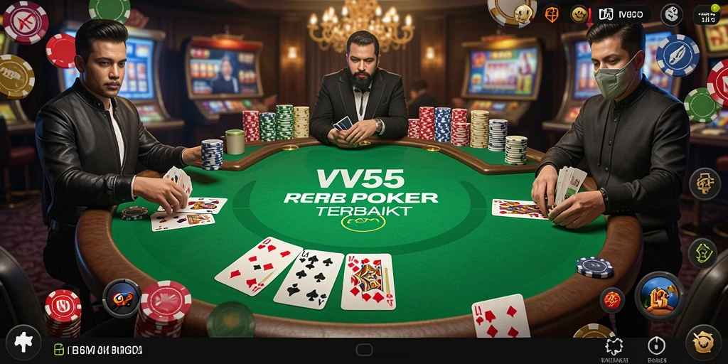 Tampilan gameplay <strong>VV55</strong> yang menegangkan dalam permainan Poker.
