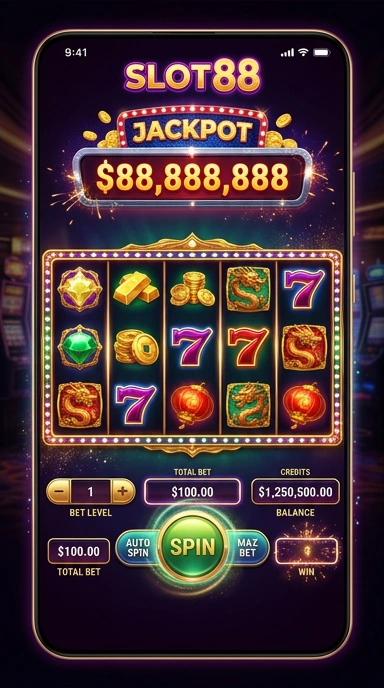 Tampilan utama aplikasi slot88 dengan menu navigasi yang mudah.